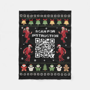 Qr Trump Dance Code President Scan For Instruction Fleece Blanket