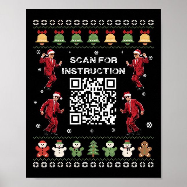 Qr Trump Dance Code President Scan For Instruction Poster (Front)