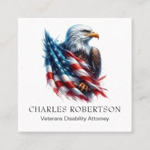 *~* QR USA American Flag Bald Eagle AP16 Square Business Card