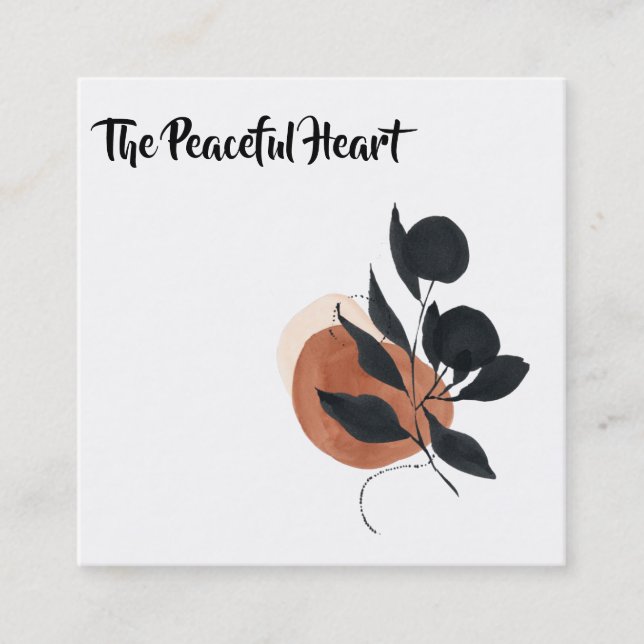 *~* QR Wabi Sabi Abstract Minimal Ink AR27 Simple  Square Business Card (Front)