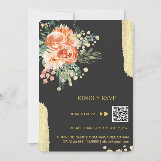 *~* QR  WE DO AR15  Pink Rose Floral RSVP WEDDING Invitation (Back)