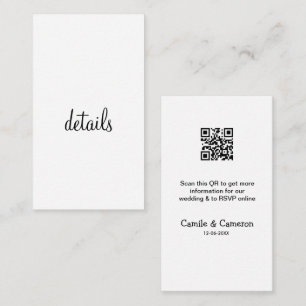 QR WEDDING WEBSITE add photoname date black white Enclosure Card