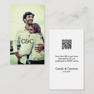 QR WEDDING WEBSITE add photoname date black white Enclosure Card