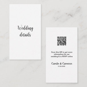 QR WEDDING WEBSITE add photoname date black white Enclosure Card