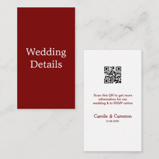 QR WEDDING WEBSITE add photoname date black white  Enclosure Card