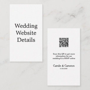 QR WEDDING WEBSITE add photoname date black white Enclosure Card