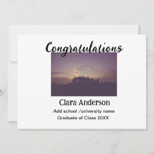 QR white black photo classic eleg graduation Card