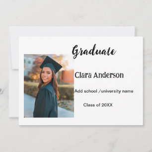 QR white black photo classic eleg graduation party Invitation