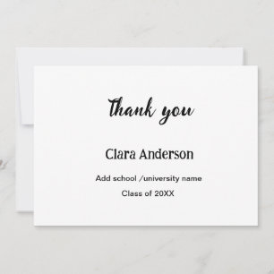 QR white black photo classic eleg graduation party Thank You Card