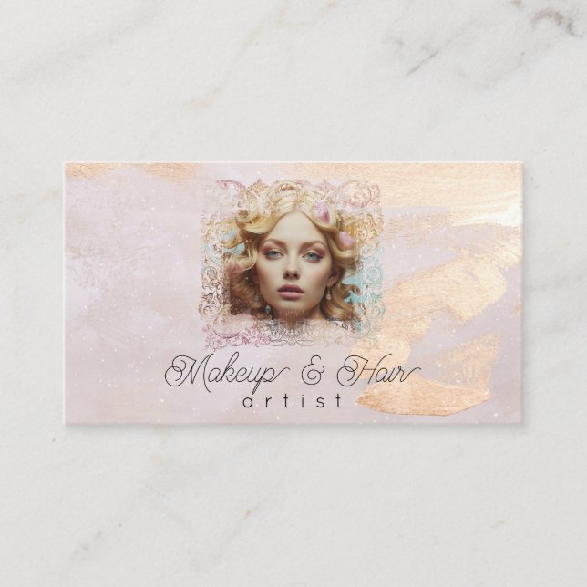 *~* QR Women Girly Peach Beige Pastel Business Card (Front)