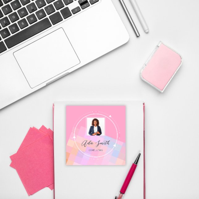 QRCode Logo Custom Custom Photo Geometric Square B Business Card (QRCode Logo Custom Custom Photo Geometric Square B Square Business Card)