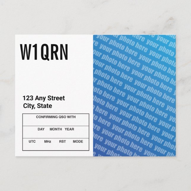 QSL Card Add Your Own Photo (Front)