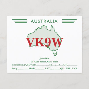 QSL Card Retro Australia Map Green