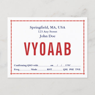 QSL Card Retro Red Chain Border