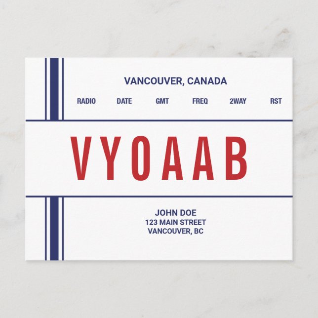QSL Card Retro Stylised Stripe (Front)