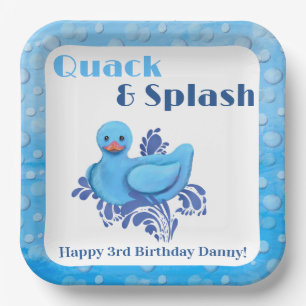 Quack and Splash Duck 3rd Birthday Invitation Paper Plate