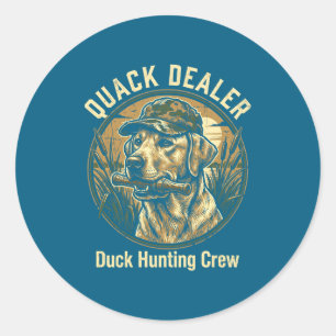 Quack Er Funny Duck Hunting Labrador Retriever Dog Classic Round Sticker