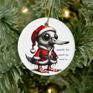 Quack Ho Duck Christmas Ceramic Ornament