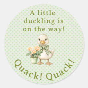 Quack! Quack! Says the Duck in Gingham Check Bow Classic Round Sticker