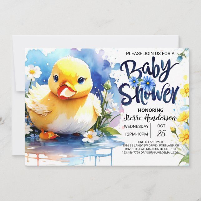 Quacking Duck Custom Baby Shower Invitation (Front)