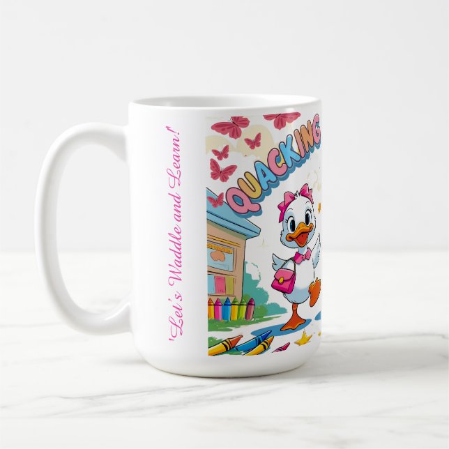 "Quacking Kindergarten – Cute Duck Back-to-School  Coffee Mug (Left)