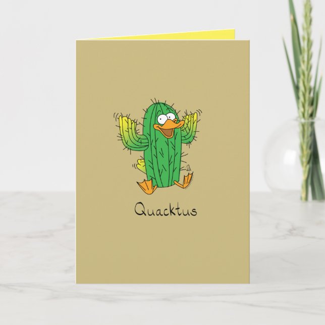 Quacktus - Duck Cactus Pun Greeting Card (Front)
