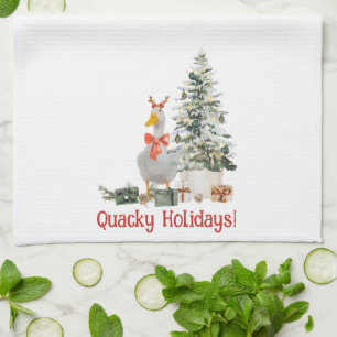 Quacky Holidays Festive Cute Duck Tea Towel