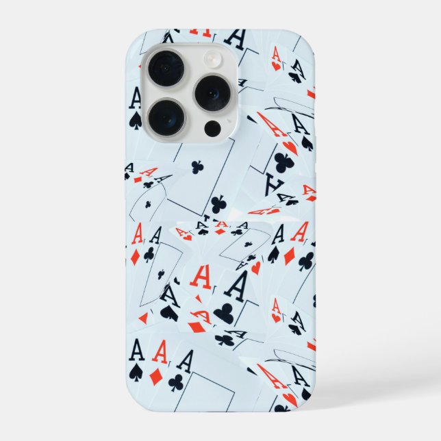 Quad Aces Poker Cards Pattern, iPhone Case (Back)