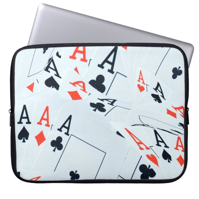 Quad Aces Poker Cards Pattern, Laptop Sleeve (Front)