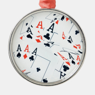 Quad Aces Poker Cards Pattern, Metal Tree Decoration