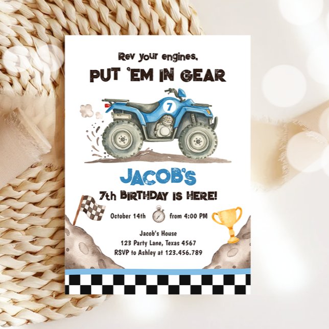 Quad ATV Dirt Track Off Road Racing Boy Birthday Invitation (Creator Uploaded)