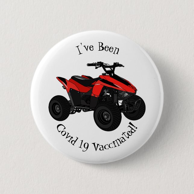 Quad bike atv cartoon illustration 6 cm round badge (Front)