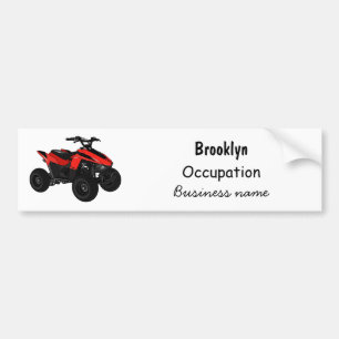 Quad bike atv cartoon illustration bumper sticker