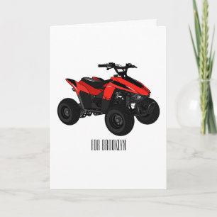 Quad bike atv cartoon illustration  card