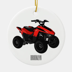 Quad bike atv cartoon illustration  ceramic ornament