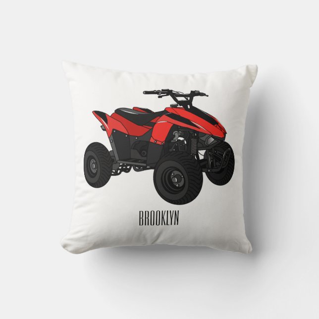 Quad bike atv cartoon illustration  cushion (Front)