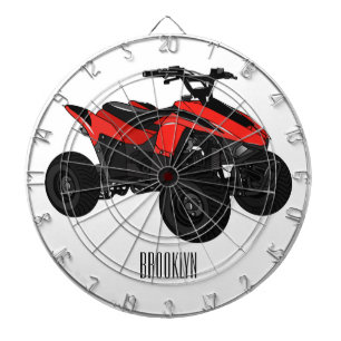 Quad bike atv cartoon illustration dartboard