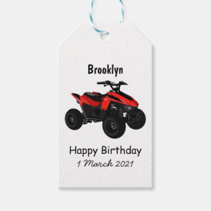 Quad bike atv cartoon illustration gift tags
