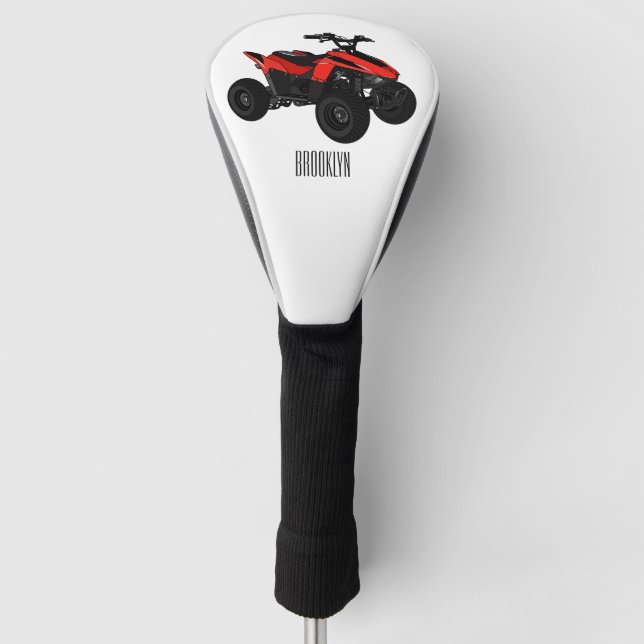 Quad bike atv cartoon illustration  golf head cover (Front)