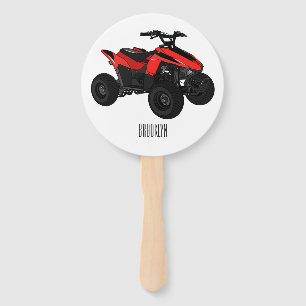 Quad bike atv cartoon illustration hand fan