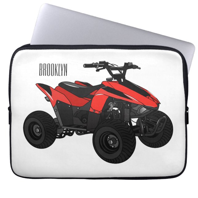 Quad bike atv cartoon illustration  laptop sleeve (Front)