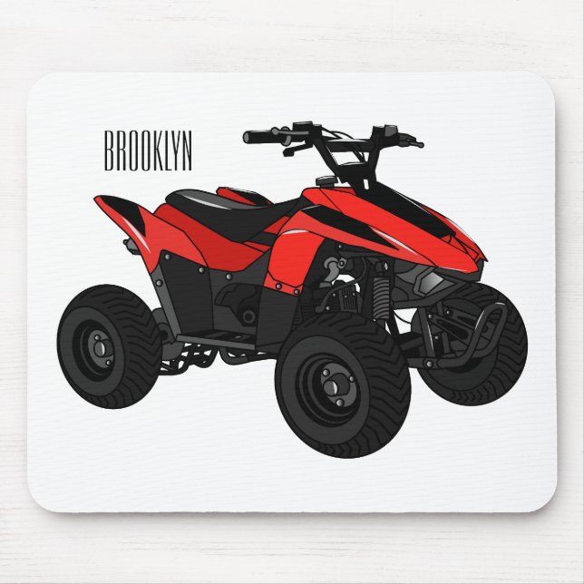 Quad bike atv cartoon illustration  mouse pad (Front)