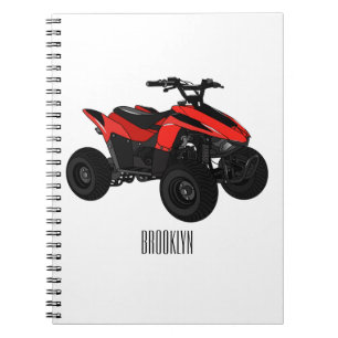 Quad bike atv cartoon illustration notebook