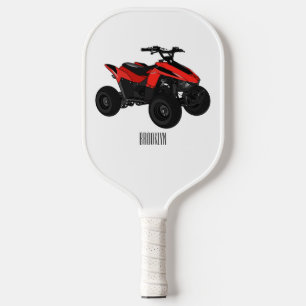 Quad bike atv cartoon illustration pickleball paddle
