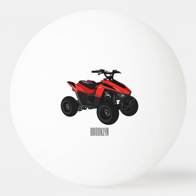 Quad bike atv cartoon illustration  ping pong ball (Front)