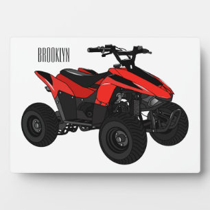 Quad bike atv cartoon illustration  plaque