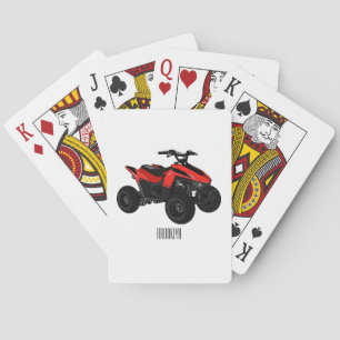 Quad bike atv cartoon illustration  playing cards
