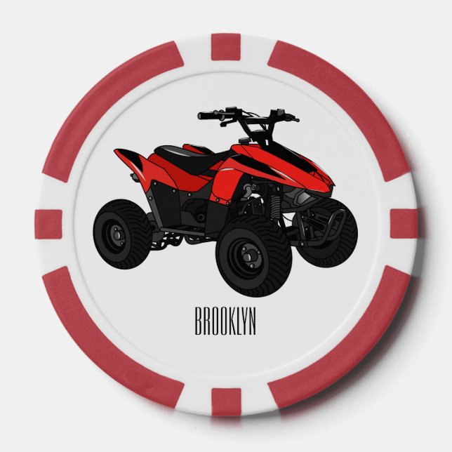 Quad bike atv cartoon illustration  poker chips (Front)