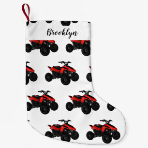 Quad bike atv cartoon illustration small christmas stocking