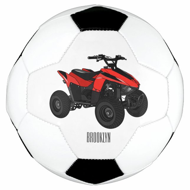 Quad bike atv cartoon illustration  soccer ball (Front)